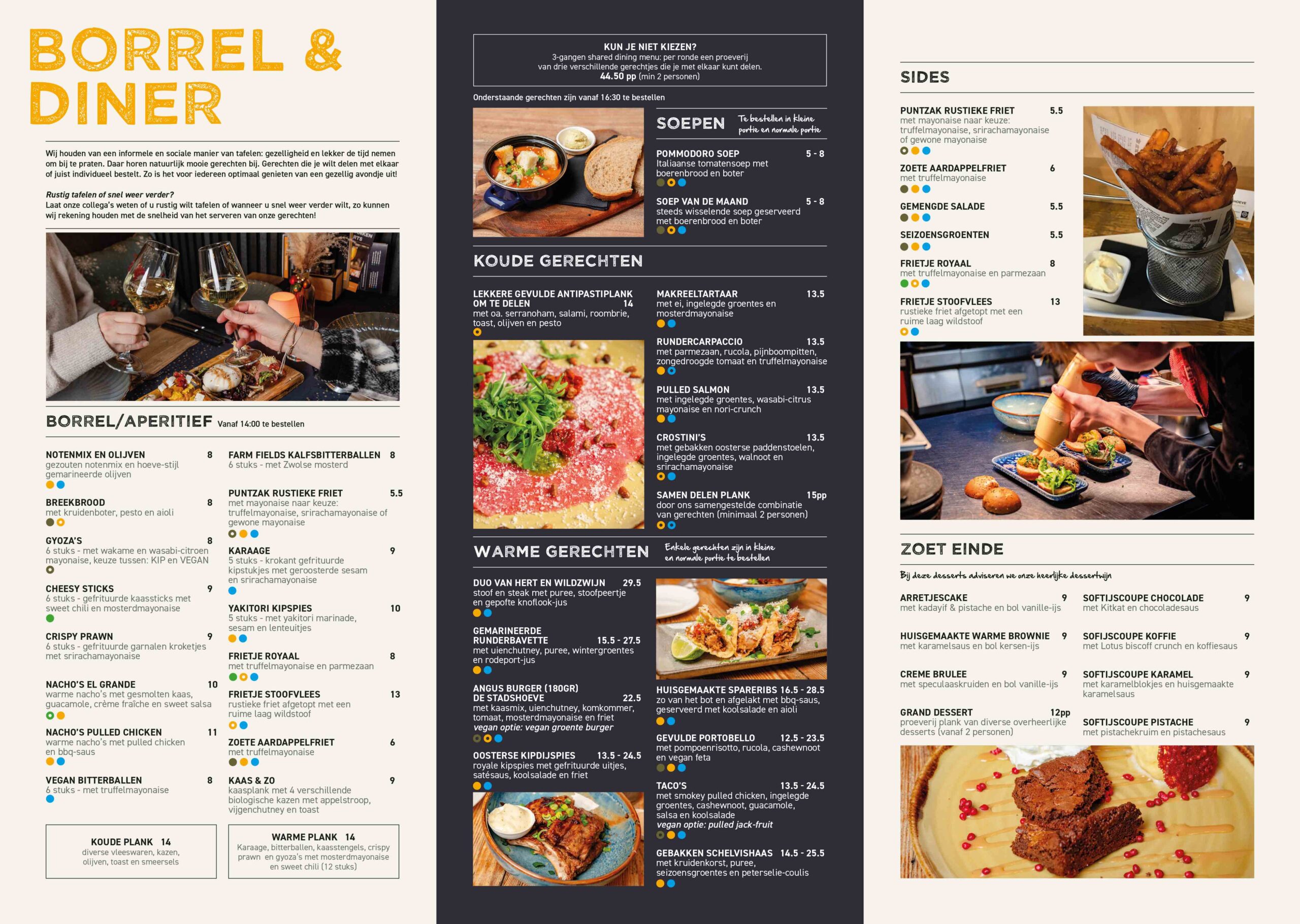 Menukaart bistro de stadshoeve najaar