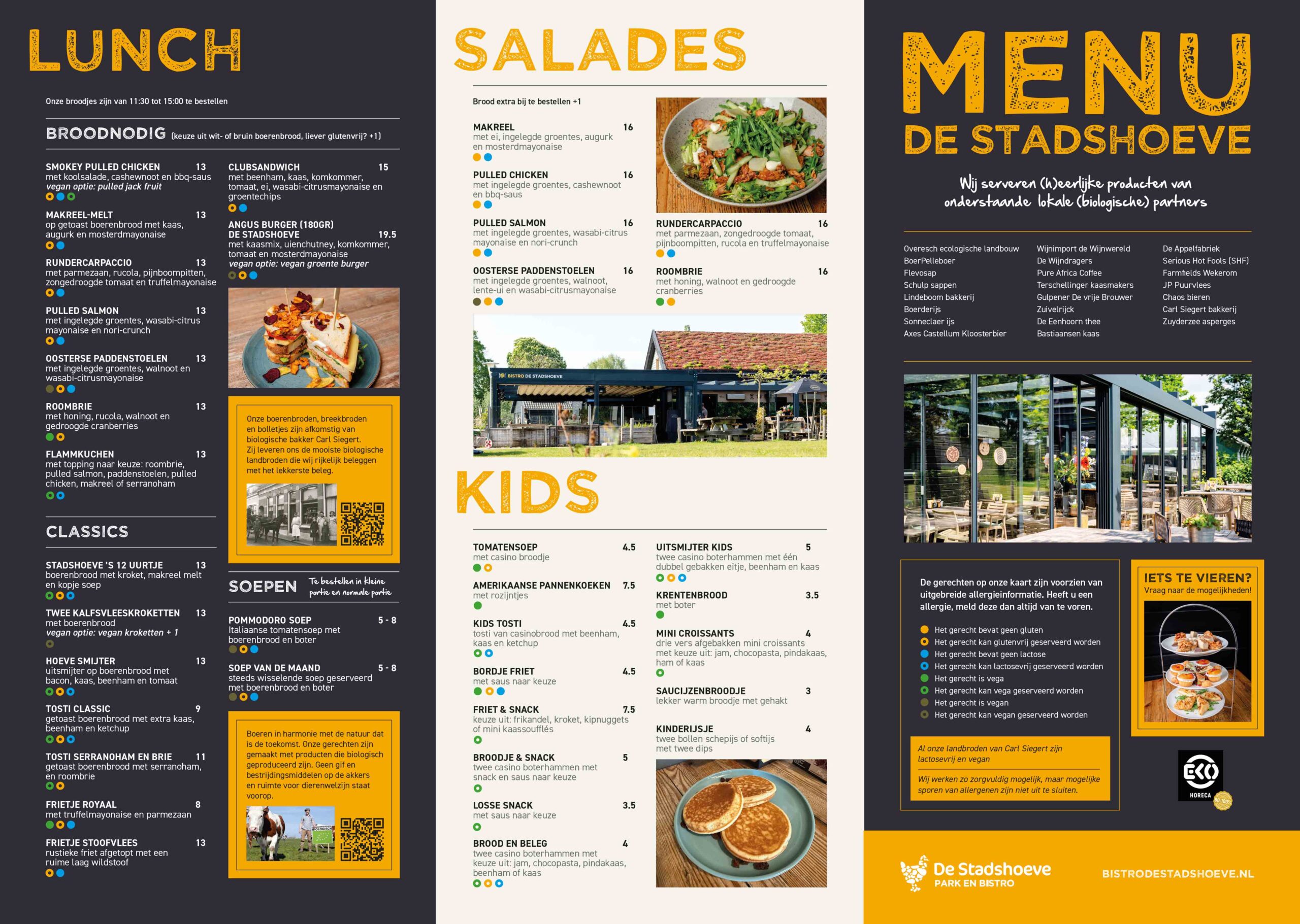 Menu Najaar 2025. Bistro de Stadshoeve
